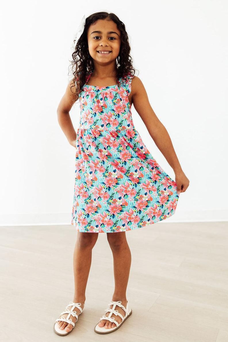 Petals in Paradise Ruffle Cross Back Dress - Two & Gathered