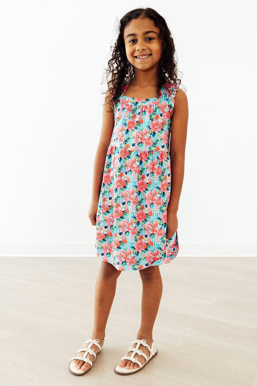 Petals in Paradise Ruffle Cross Back Dress - Two & Gathered