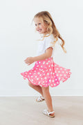 Pink Polka Dots Ruffle Twirl Skort - Two & Gathered