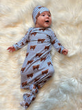 Plaid highland knotted gown and hat set - Two & Gathered