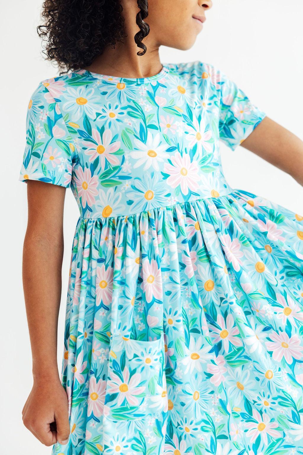 Preppy Daisies S/S Pocket Twirl Dress - Two & Gathered