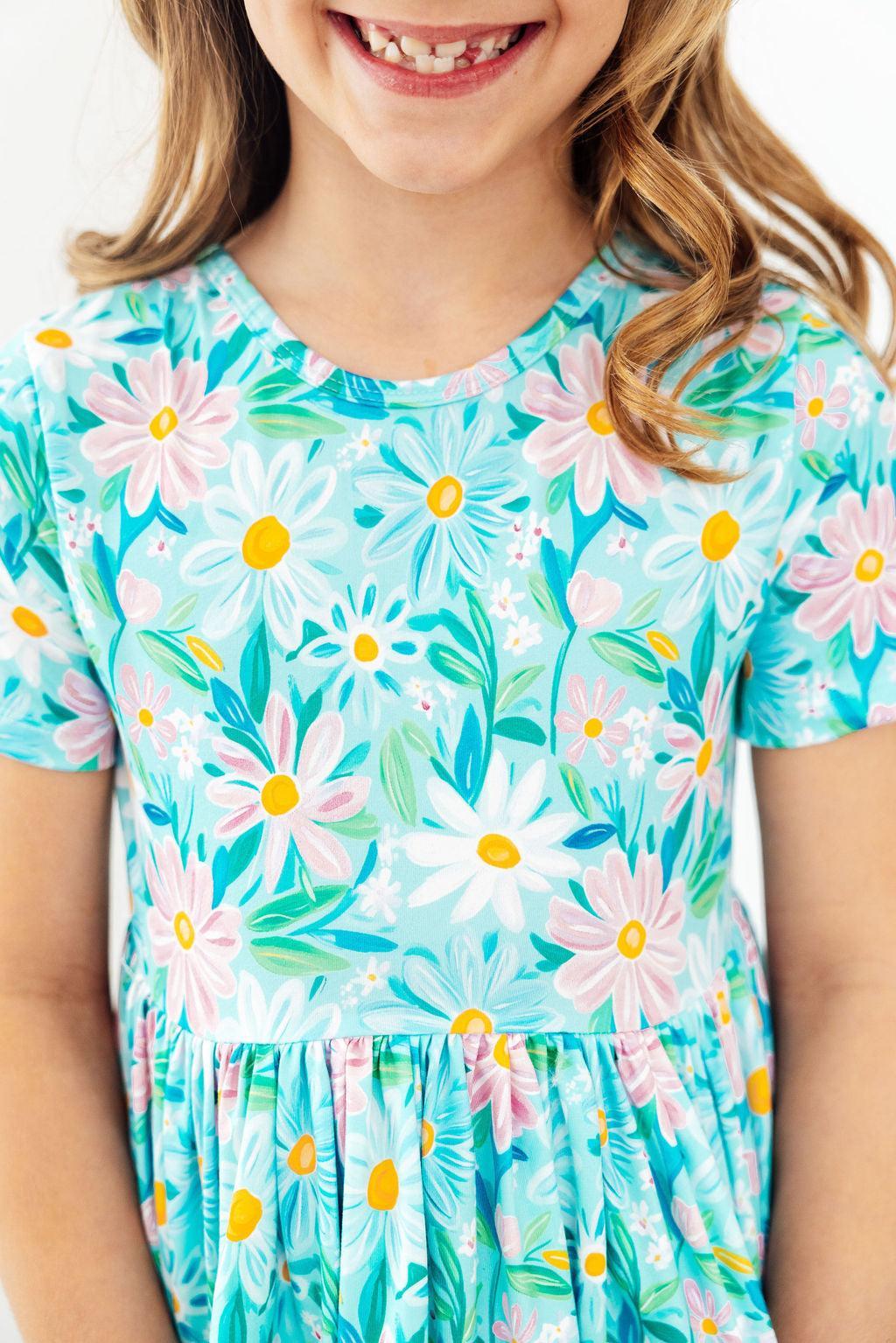 Preppy Daisies S/S Pocket Twirl Dress - Two & Gathered