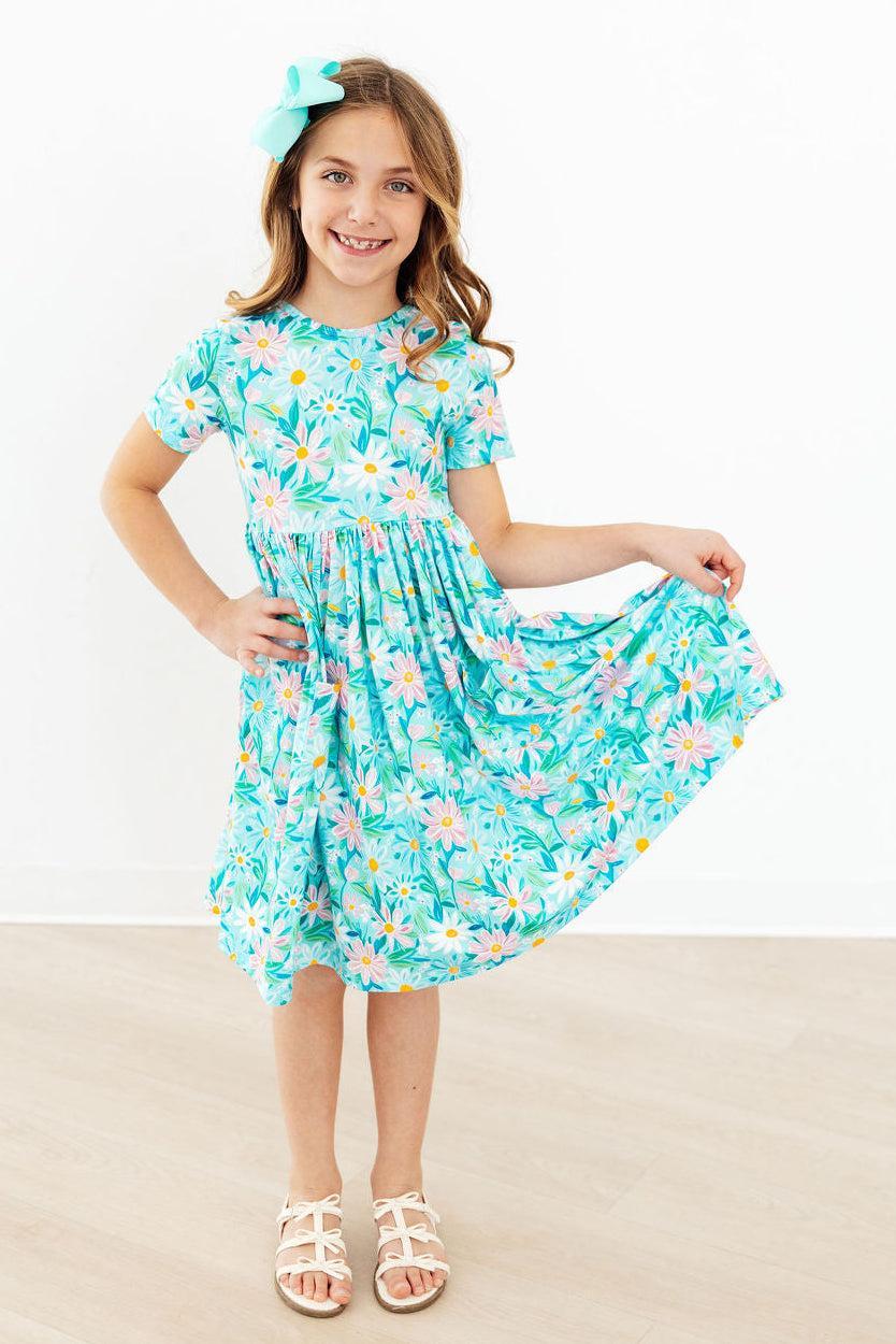 Preppy Daisies S/S Pocket Twirl Dress - Two & Gathered