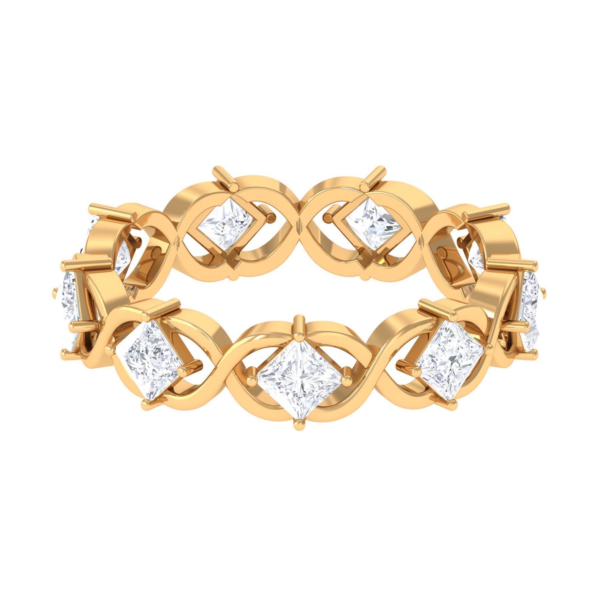 Princess Cut Zircon Gold Crossover Eternity Band Ring - Two & Gathered