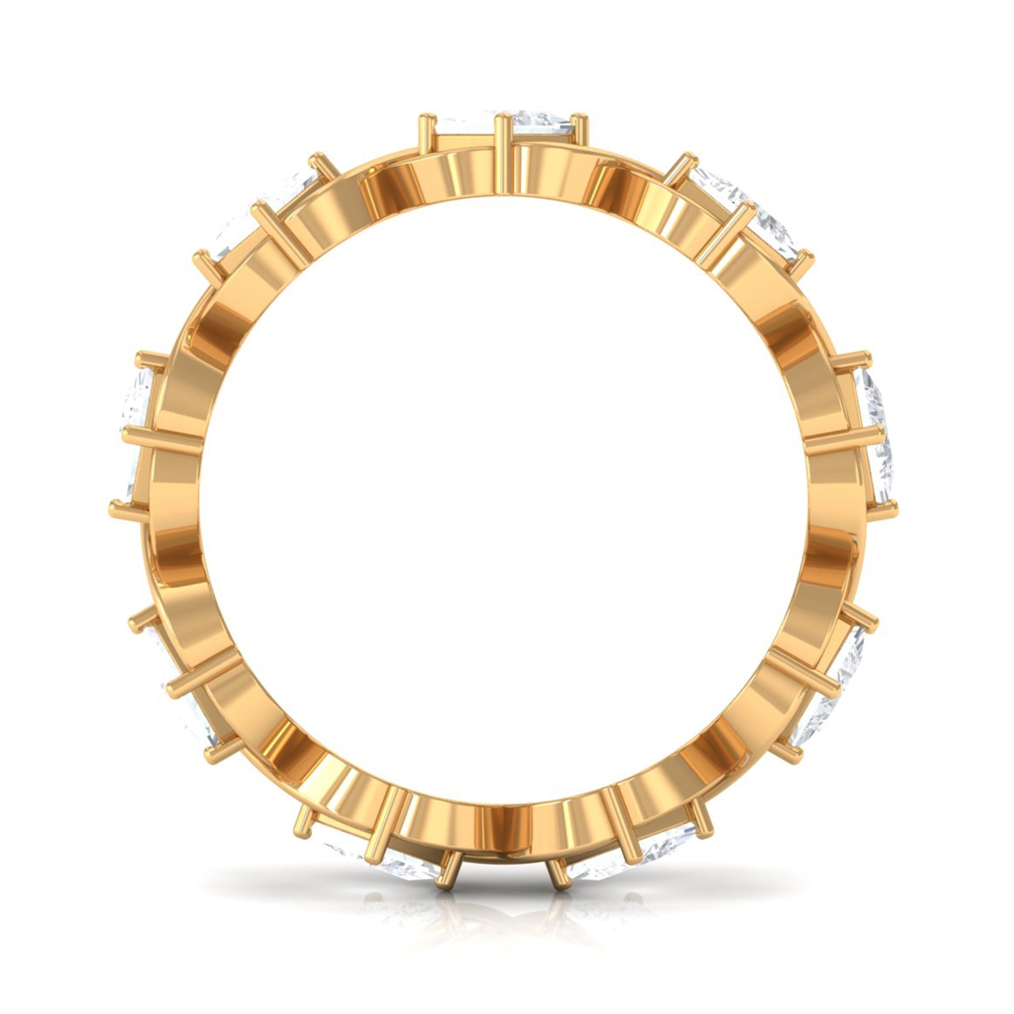 Princess Cut Zircon Gold Crossover Eternity Band Ring - Two & Gathered