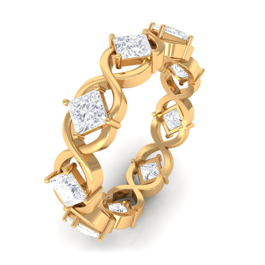 Princess Cut Zircon Gold Crossover Eternity Band Ring - Two & Gathered