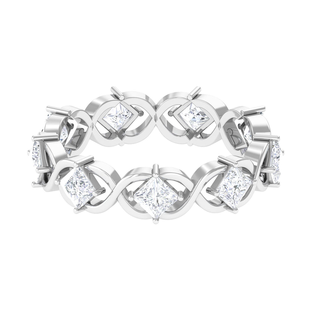 Princess Cut Zircon Gold Crossover Eternity Band Ring - Two & Gathered