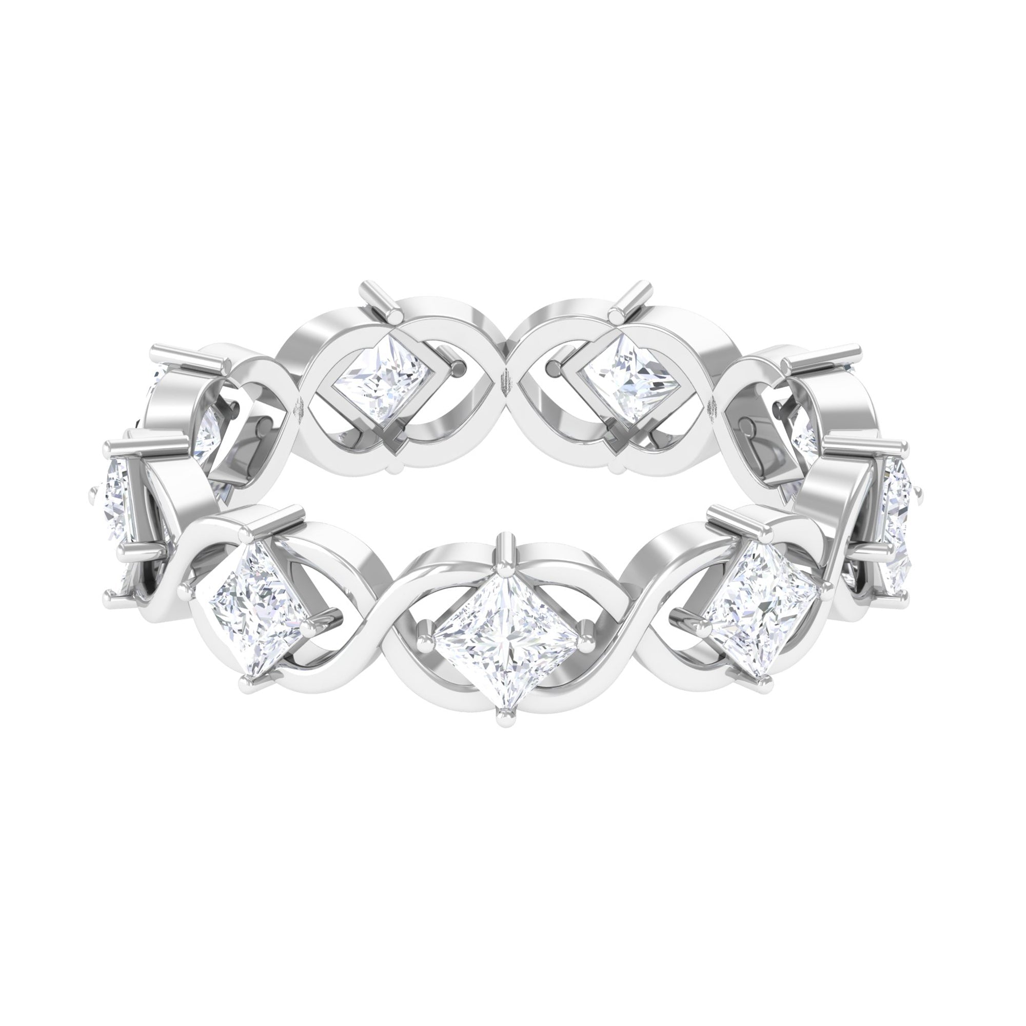 Princess Cut Zircon Gold Crossover Eternity Band Ring - Two & Gathered