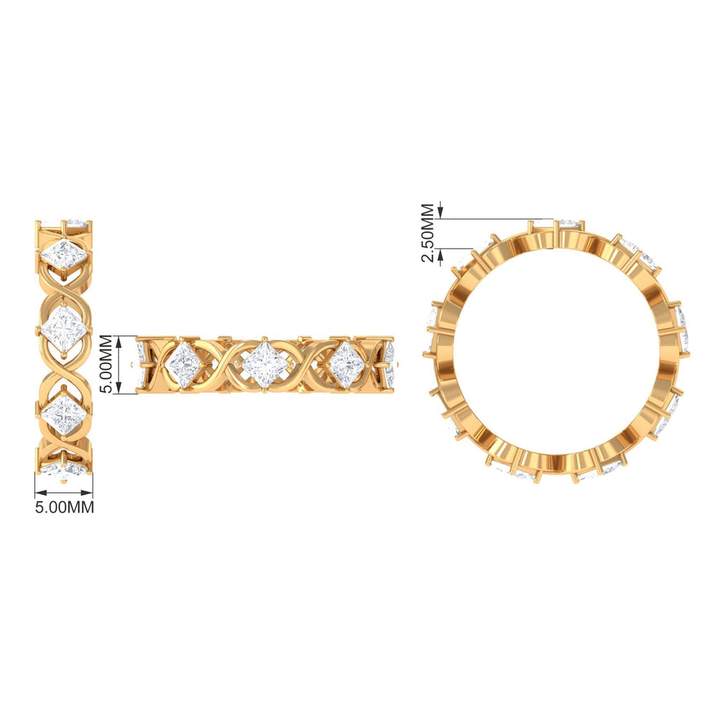 Princess Cut Zircon Gold Crossover Eternity Band Ring - Two & Gathered