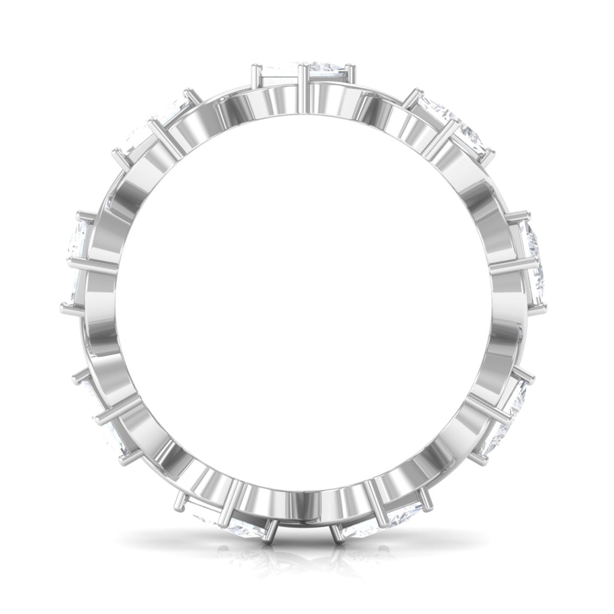 Princess Cut Zircon Gold Crossover Eternity Band Ring - Two & Gathered