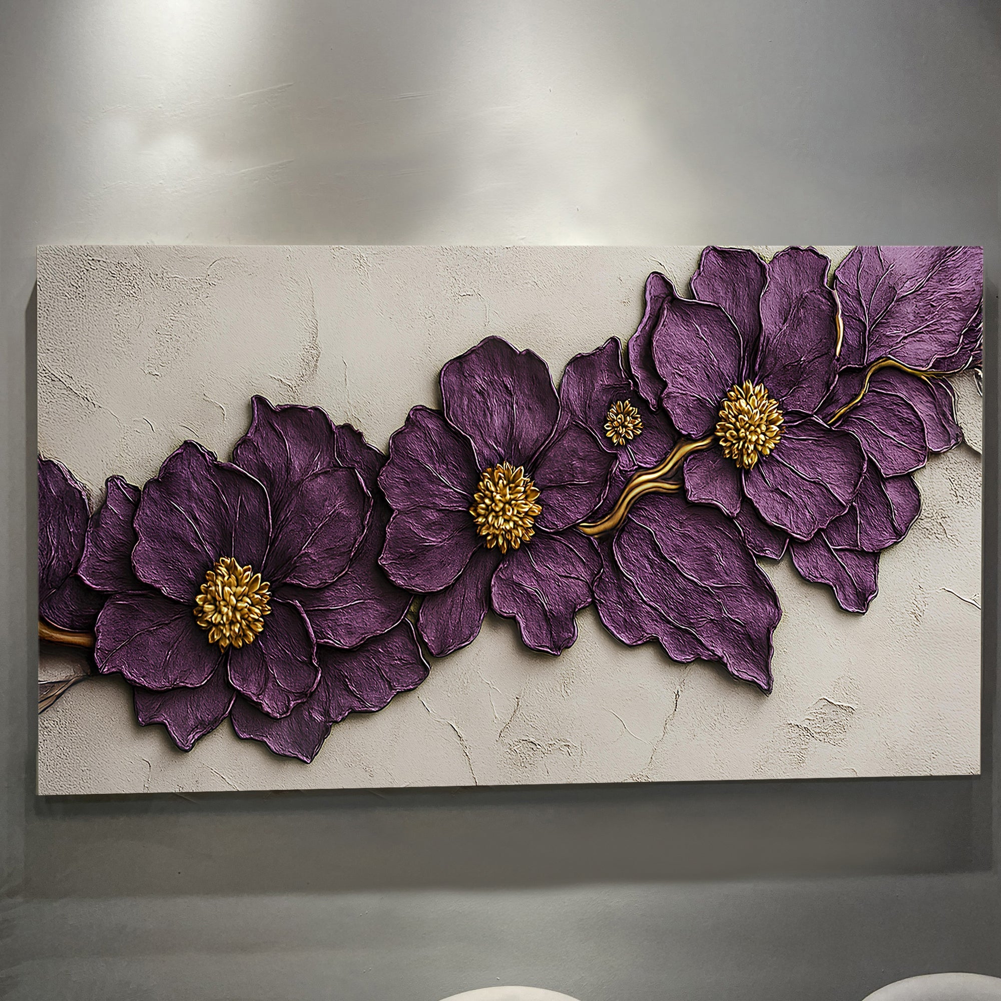 Purple Flower Plaster Wall Art - Two & Gathered