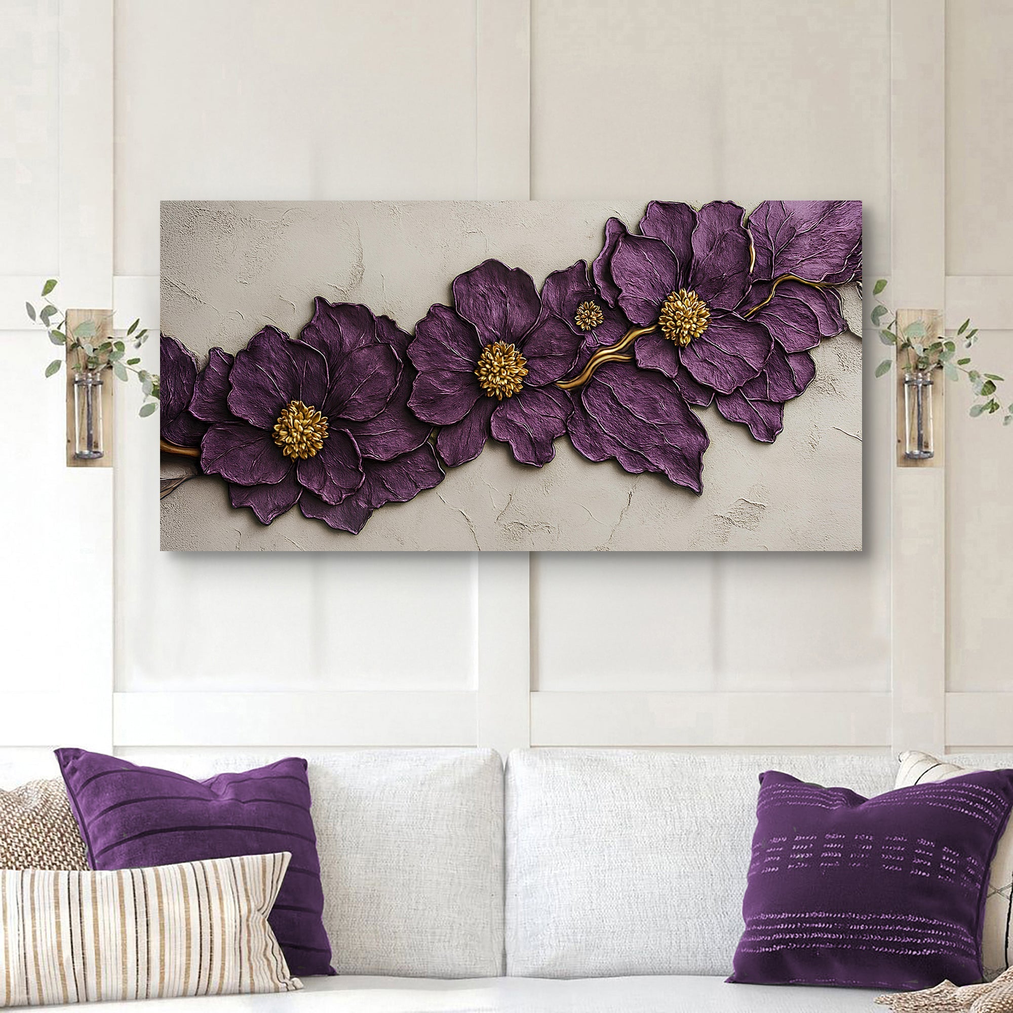 Purple Flower Plaster Wall Art - Two & Gathered