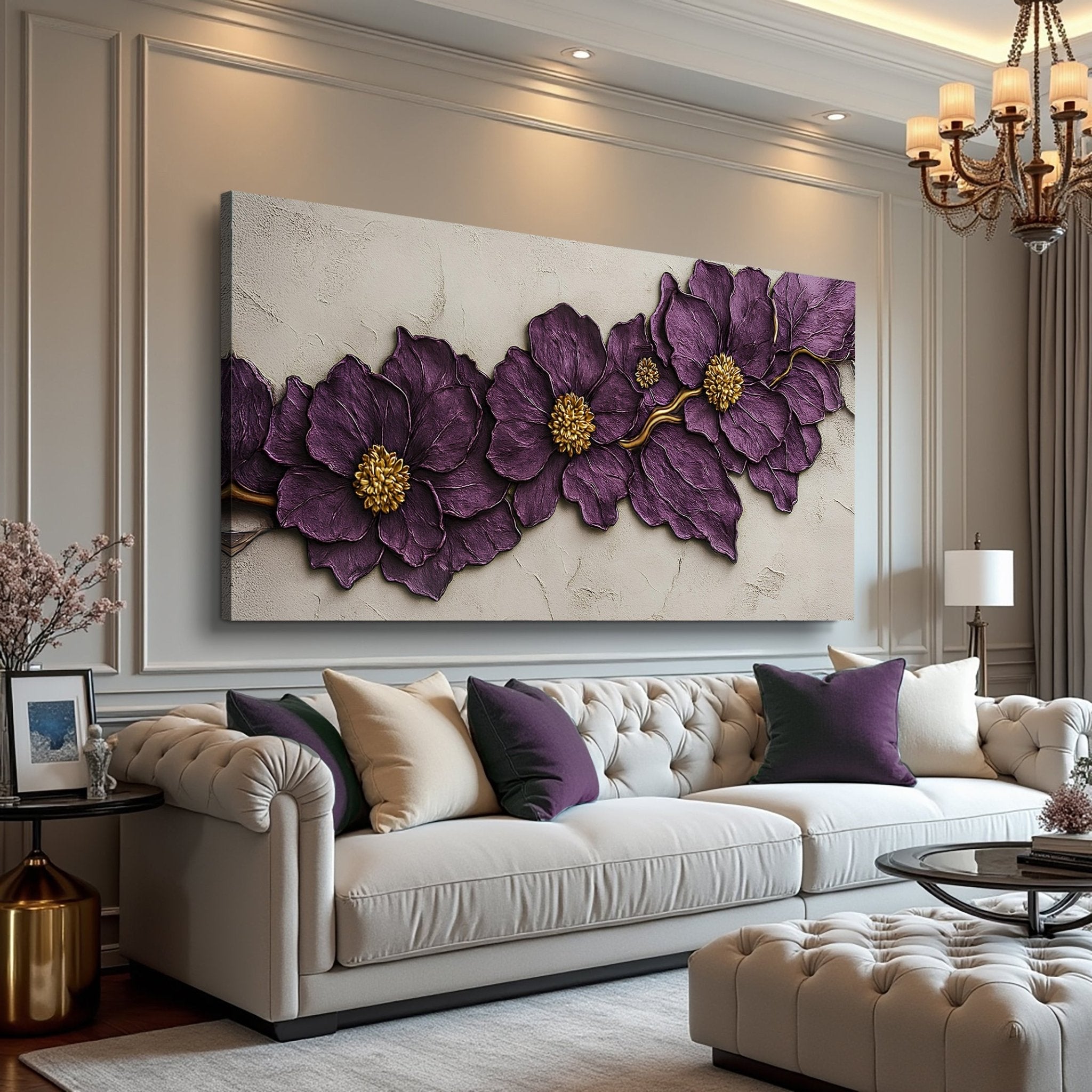 Purple Flower Plaster Wall Art - Two & Gathered