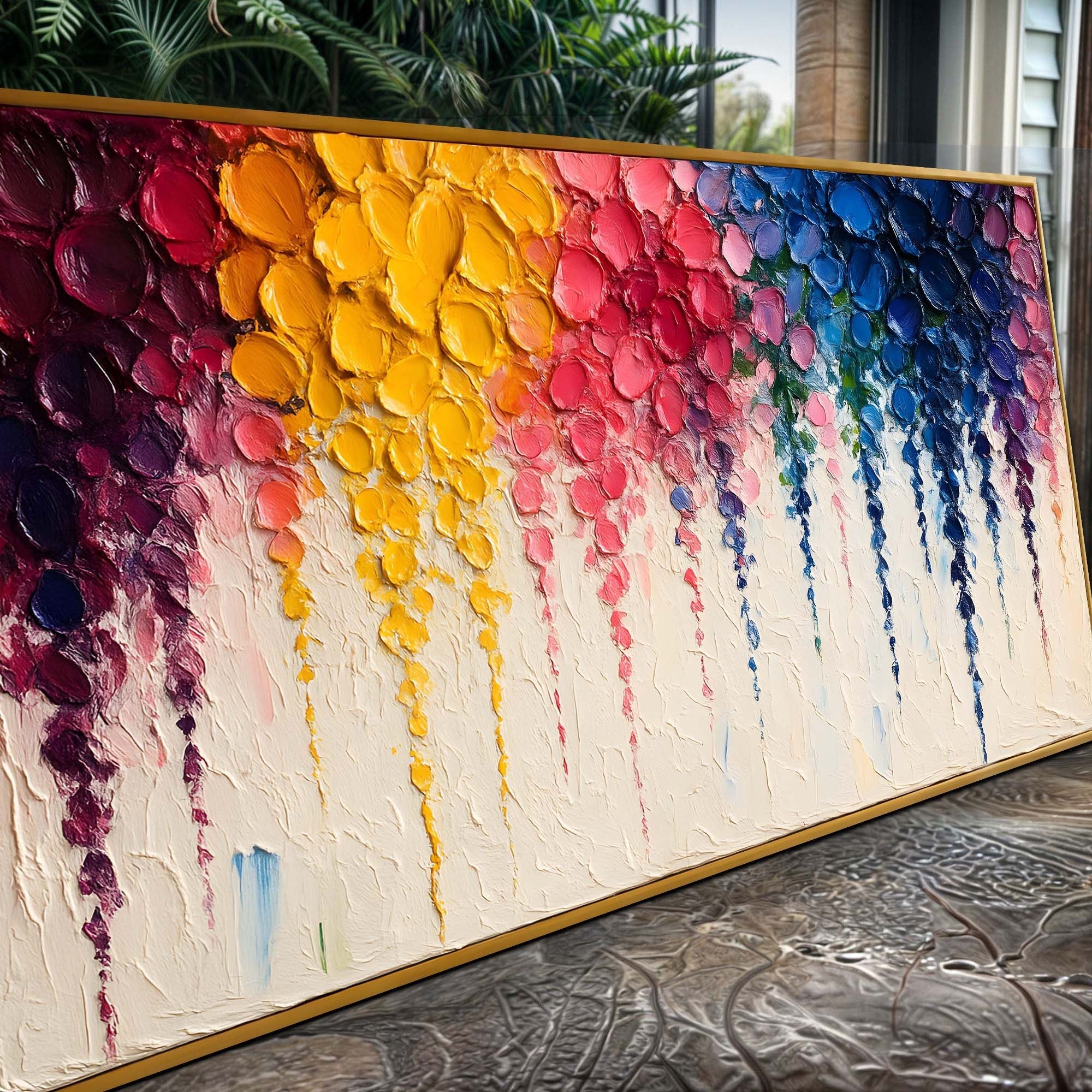 Rainbow Cascade Impasto Wall Art - Two & Gathered