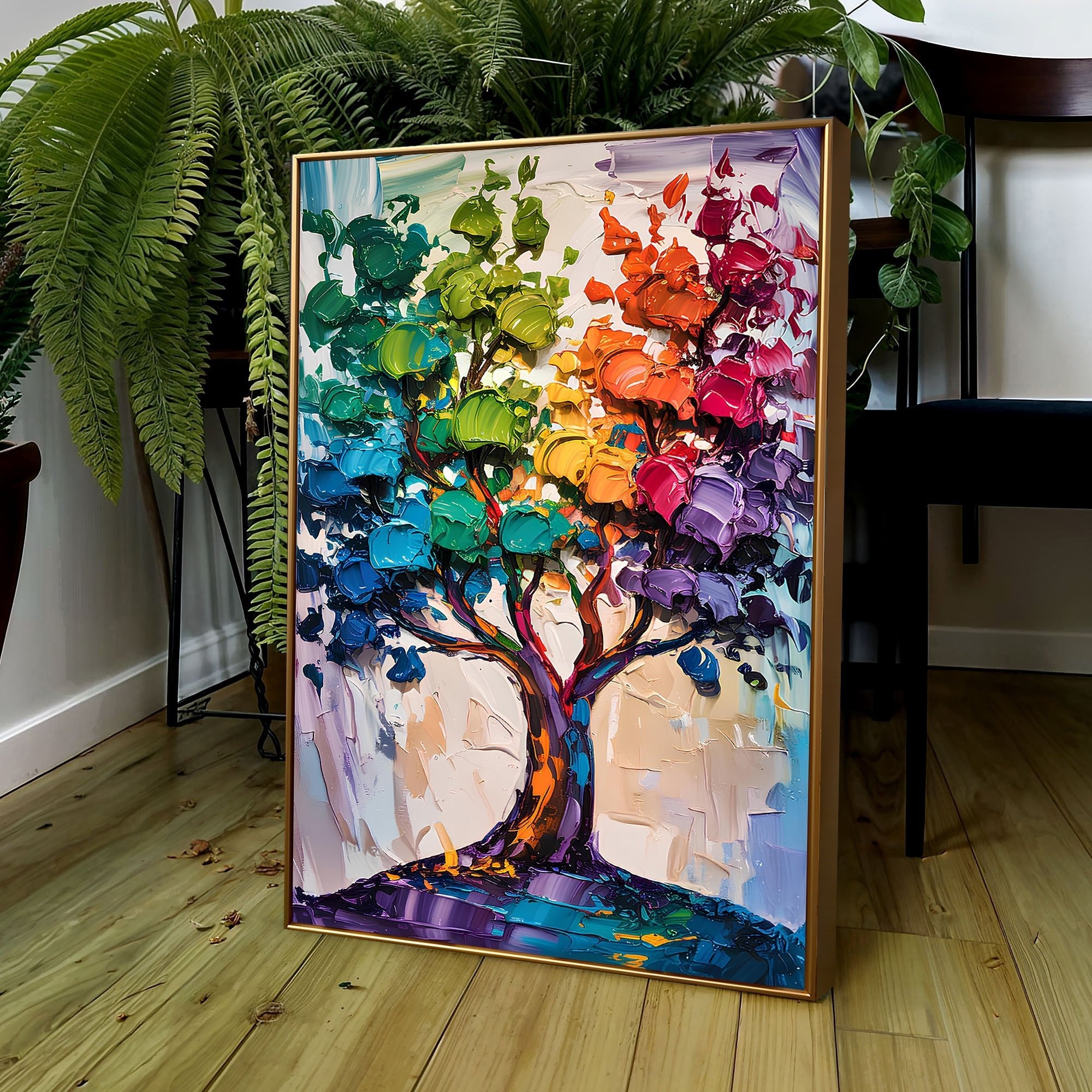 Rainbow Tree Abstract Wall Art - Two & Gathered