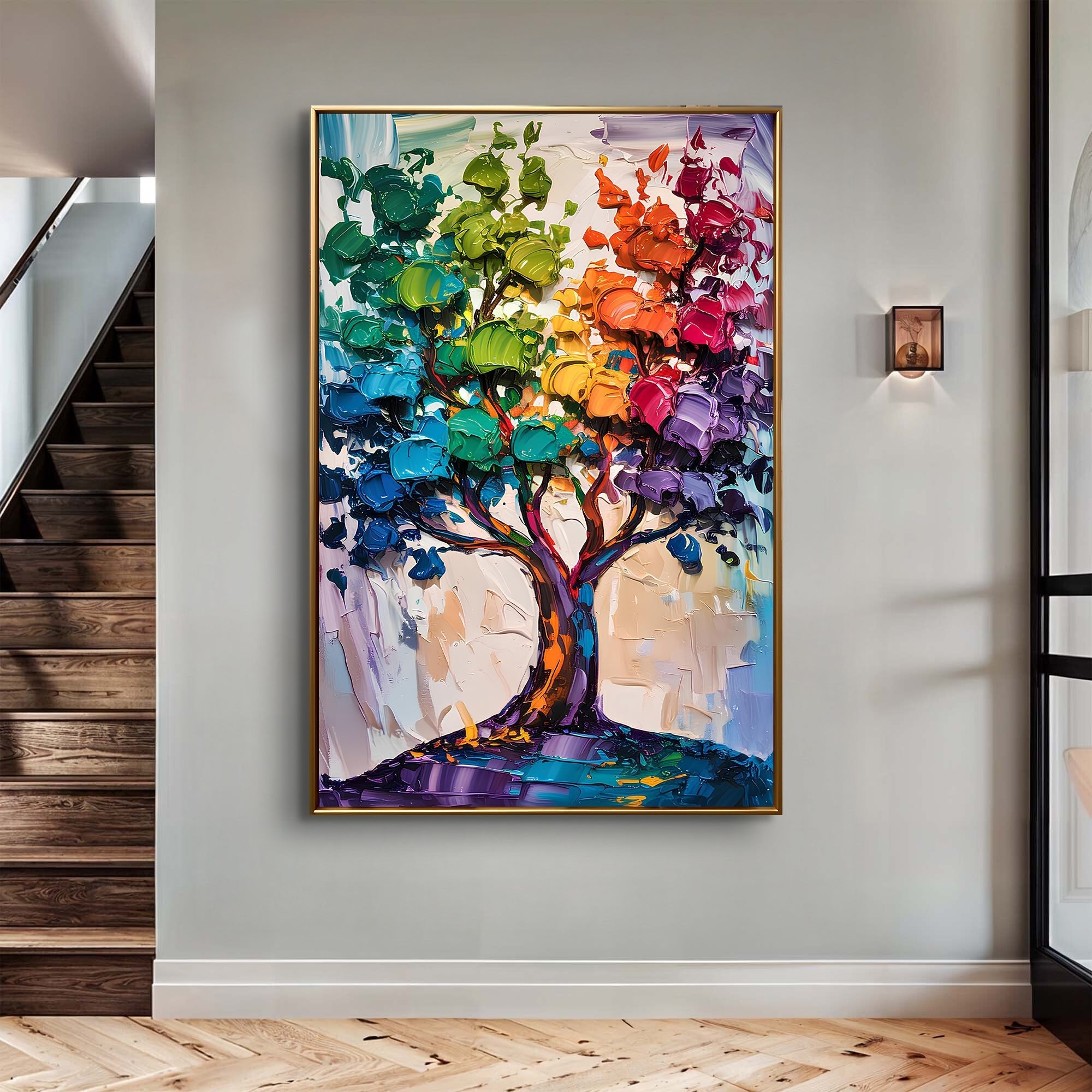 Rainbow Tree Abstract Wall Art - Two & Gathered