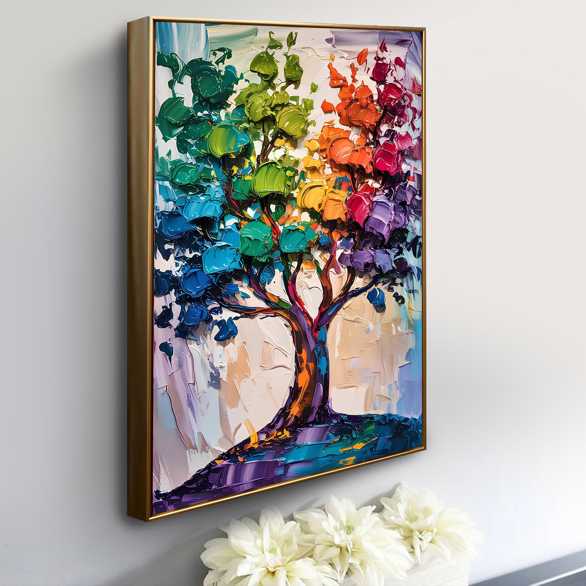 Rainbow Tree Abstract Wall Art - Two & Gathered