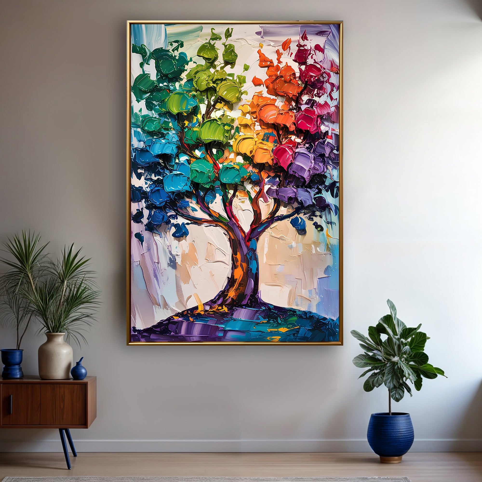 Rainbow Tree Abstract Wall Art - Two & Gathered