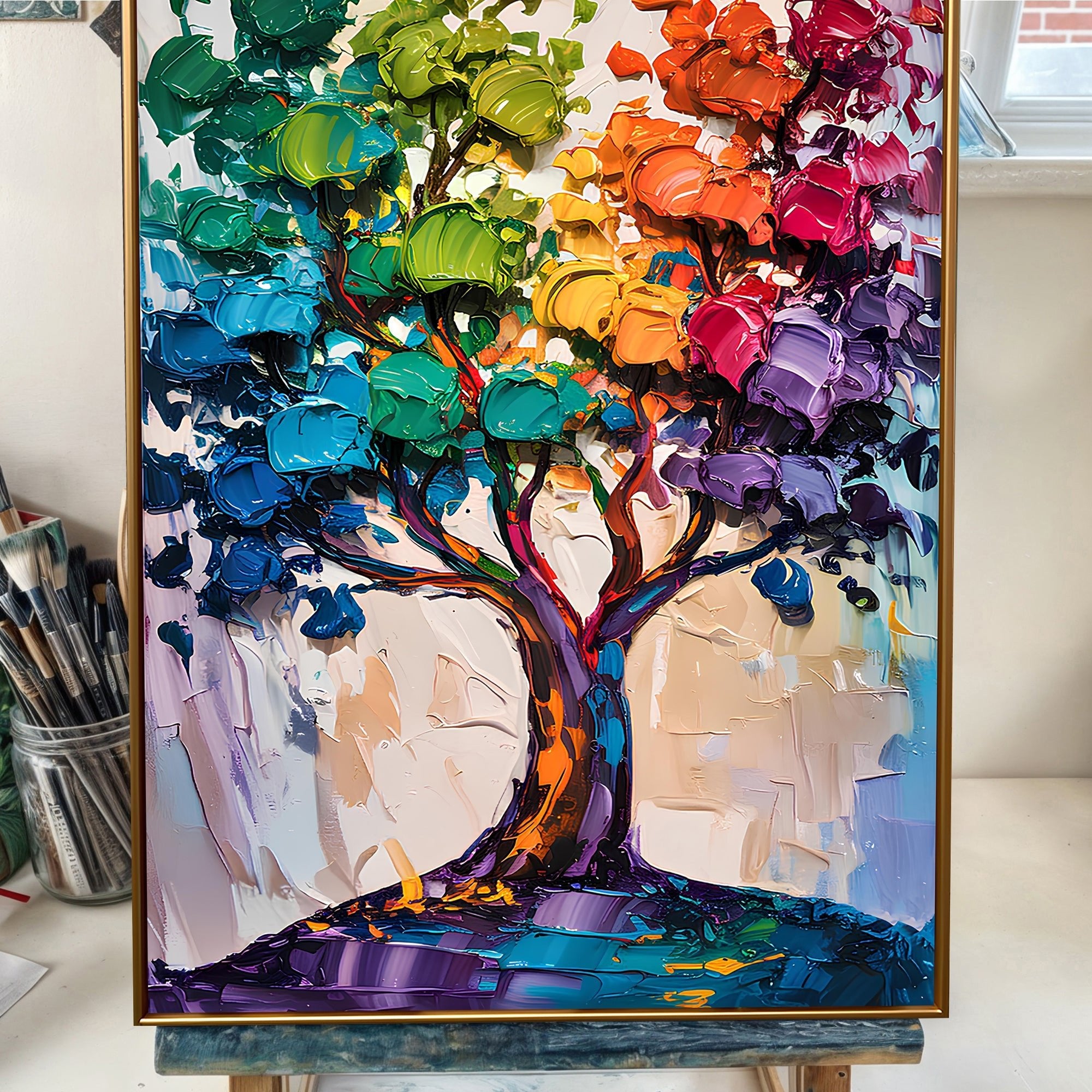 Rainbow Tree Abstract Wall Art - Two & Gathered