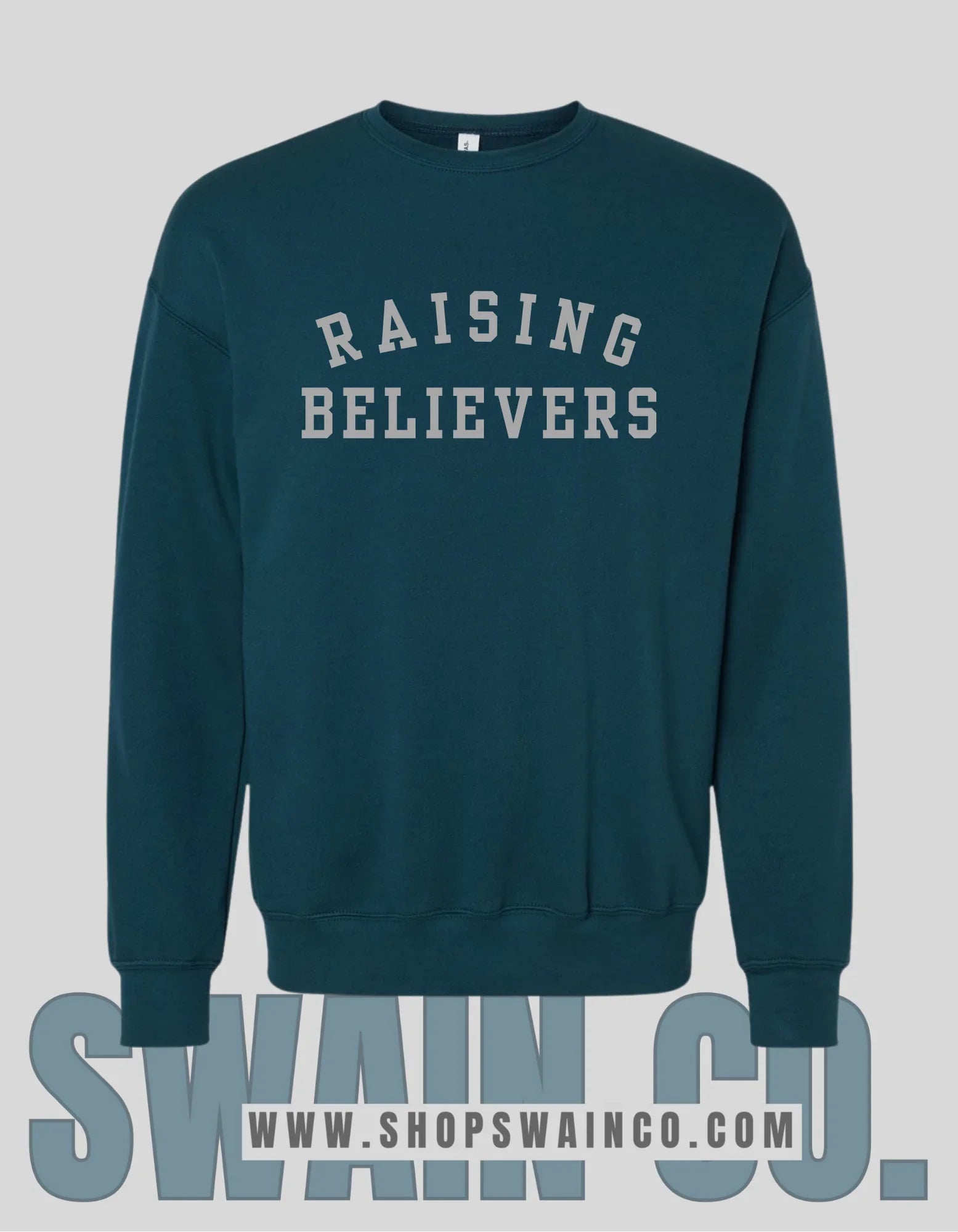 Raising Believers Sweatshirt | Embroidered Bella Canvas Fleece | Christian Mom Gift | Faith Based Apparel | Cozy Sweatshirt | Soft Christian Crewneck - Two & Gathered