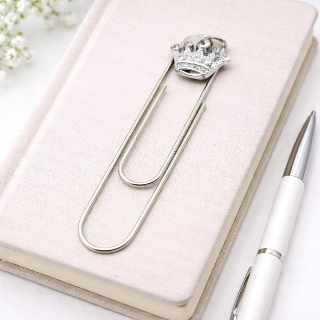 Rhinestone Crown Paperclip Bookmark - Two & Gathered