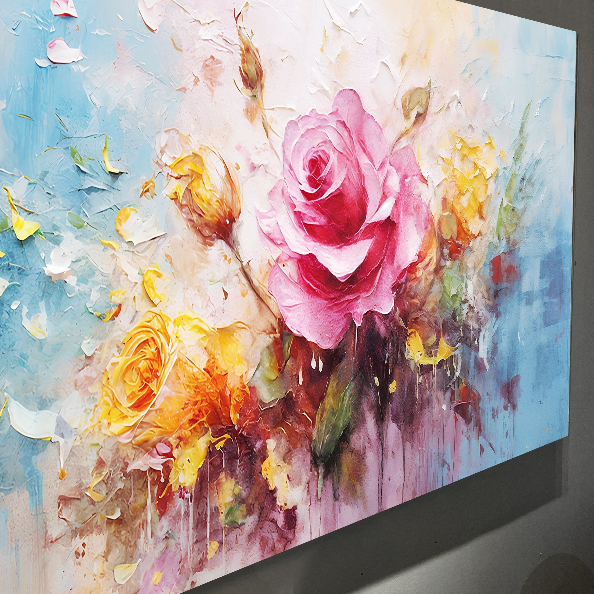 Rose Flower Impasto Wall Art - Two & Gathered