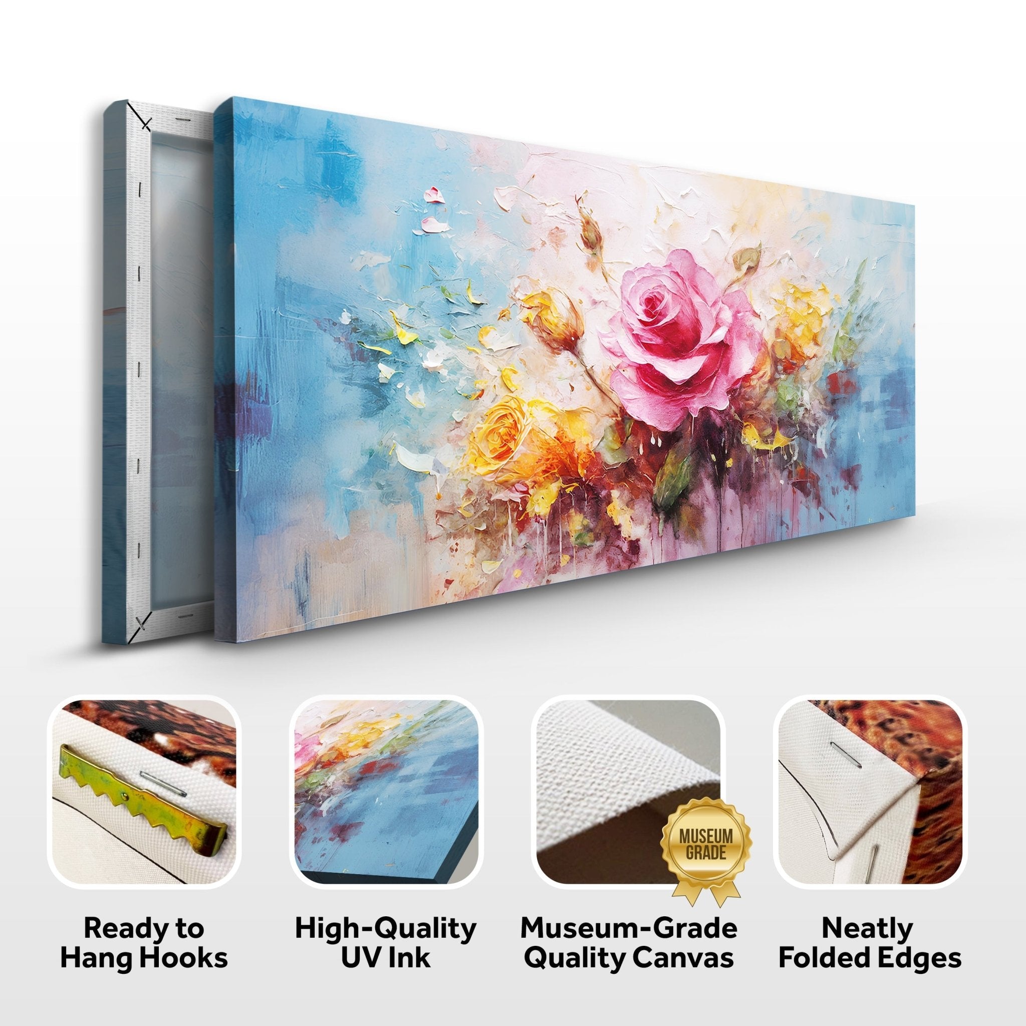 Rose Flower Impasto Wall Art - Two & Gathered