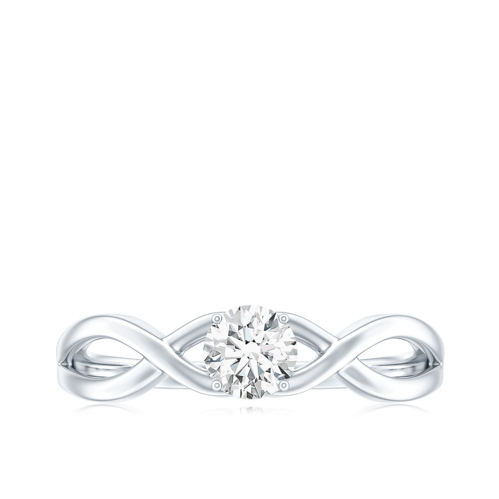 Round Lab Grown Diamond Solitaire Promise Ring in Crossover Shank - Two & Gathered