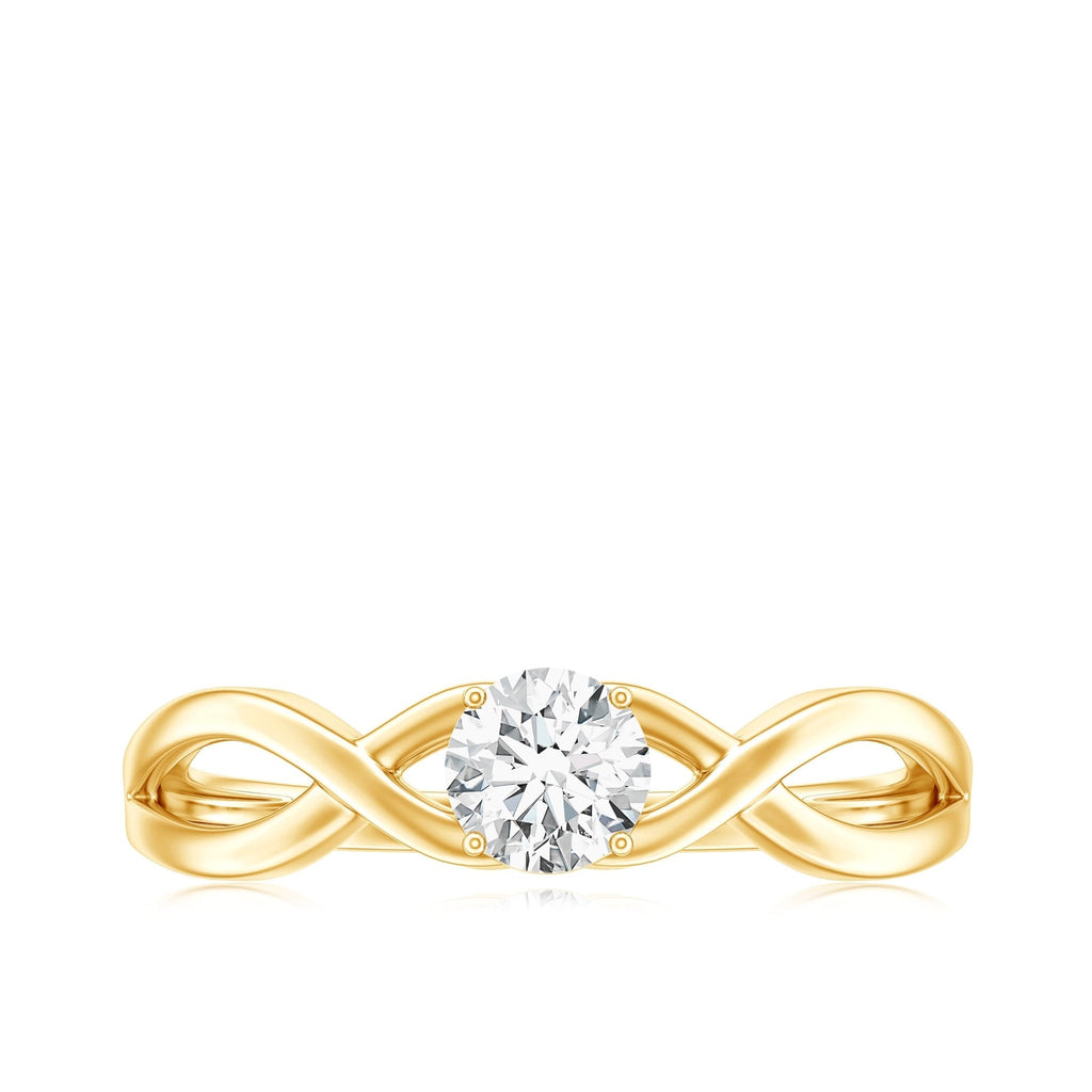 Round Lab Grown Diamond Solitaire Promise Ring in Crossover Shank - Two & Gathered