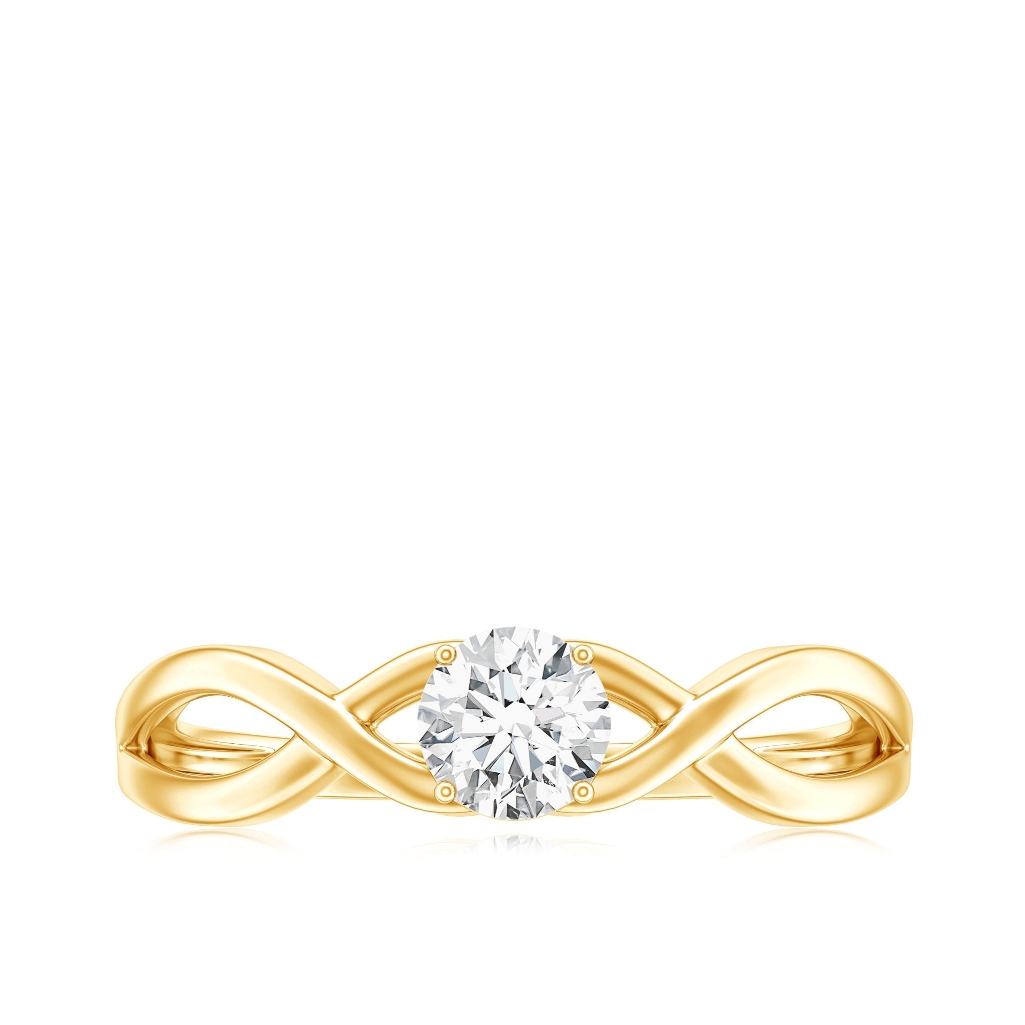 Round Lab Grown Diamond Solitaire Promise Ring in Crossover Shank - Two & Gathered