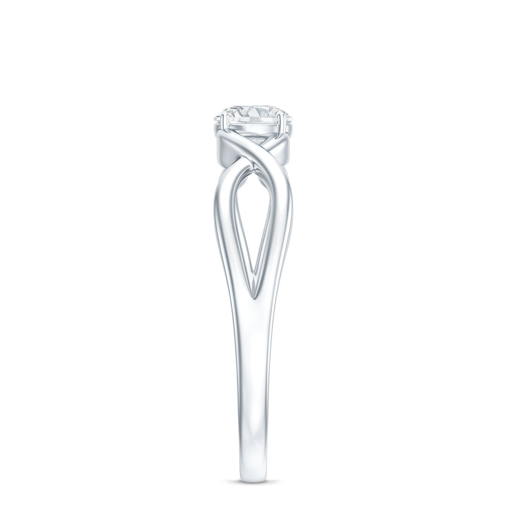 Round Lab Grown Diamond Solitaire Promise Ring in Crossover Shank - Two & Gathered