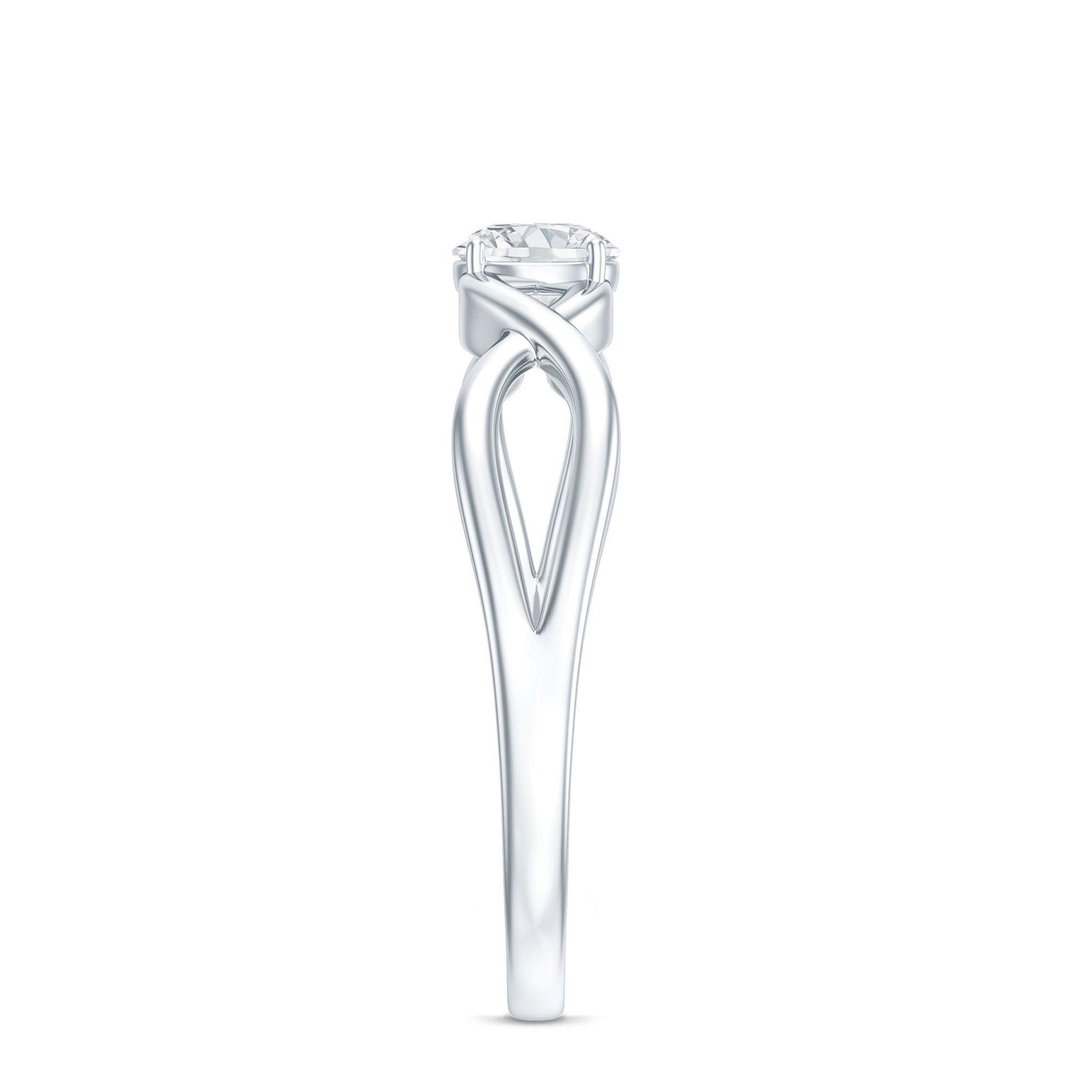 Round Lab Grown Diamond Solitaire Promise Ring in Crossover Shank - Two & Gathered