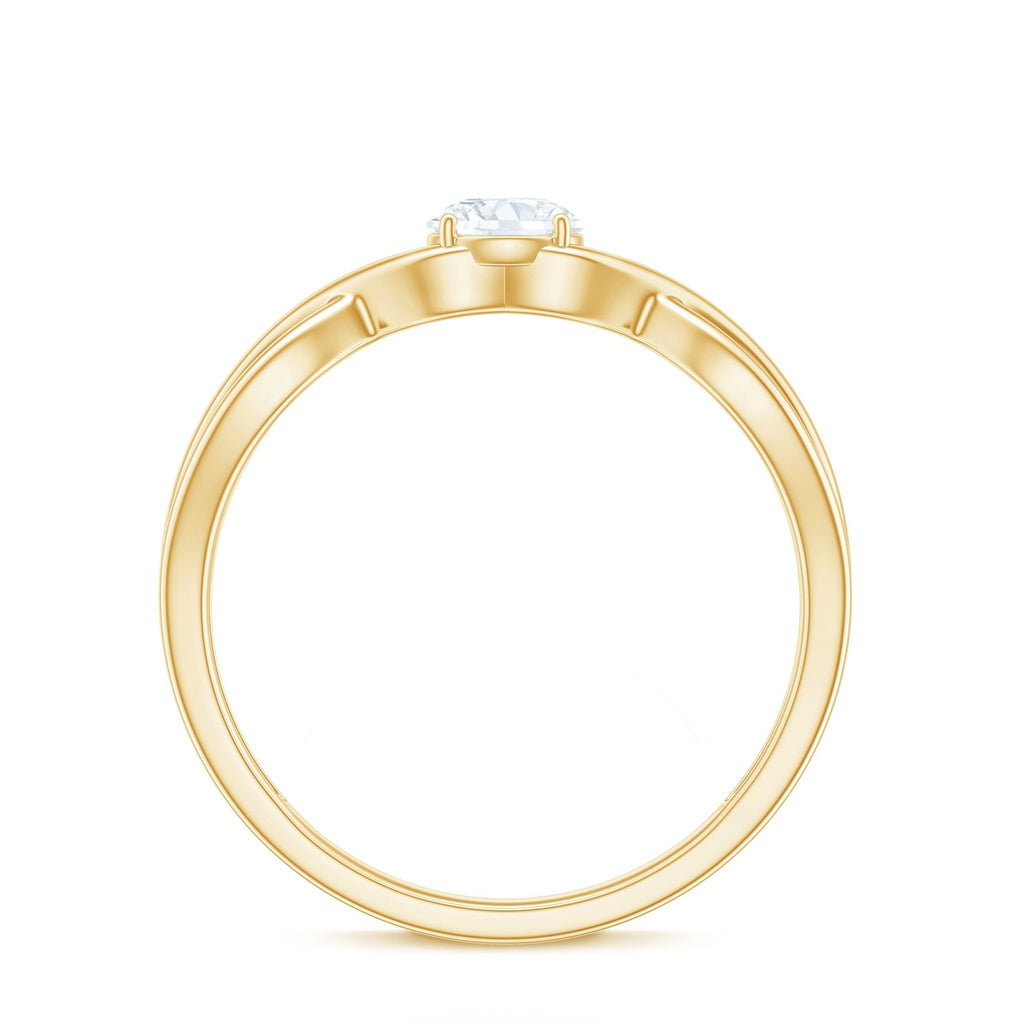 Round Lab Grown Diamond Solitaire Promise Ring in Crossover Shank - Two & Gathered