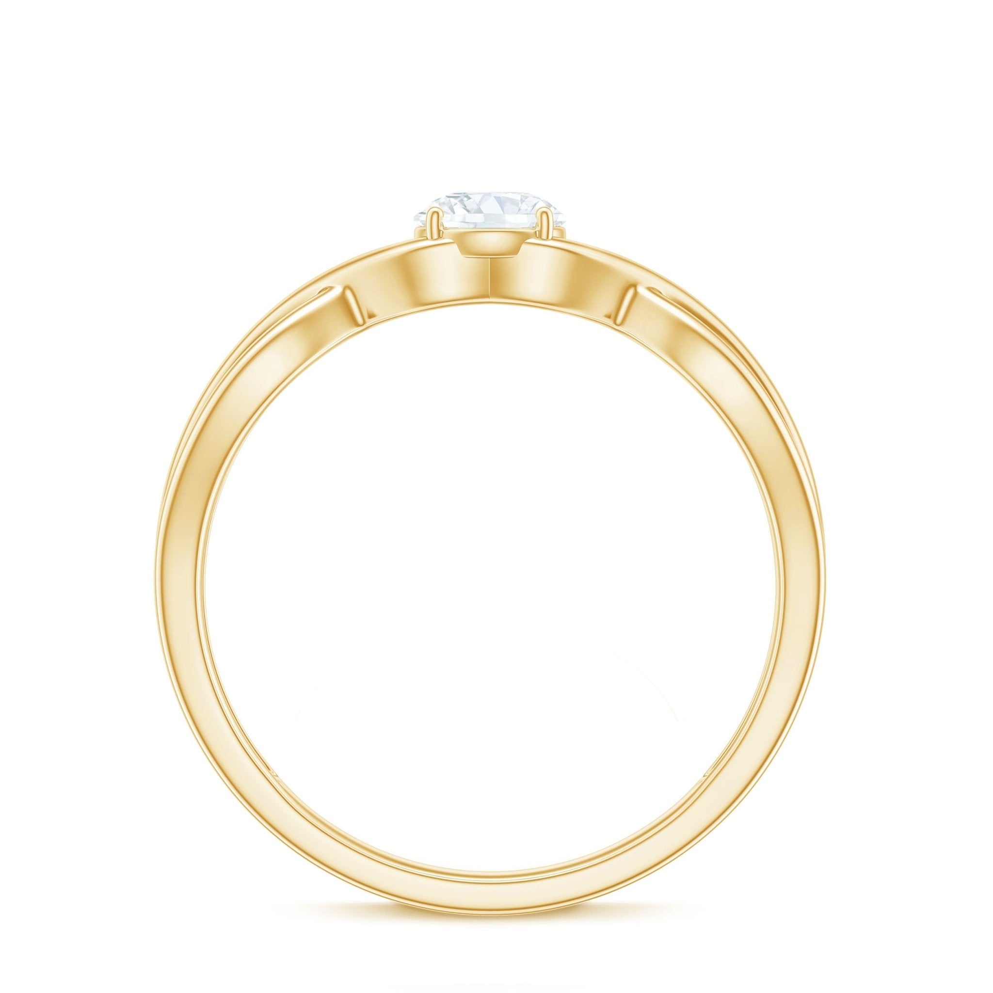 Round Lab Grown Diamond Solitaire Promise Ring in Crossover Shank - Two & Gathered