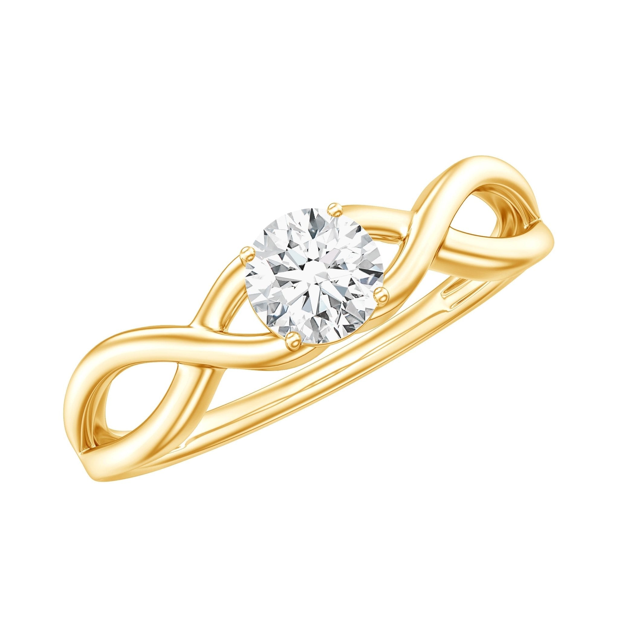 Round Lab Grown Diamond Solitaire Promise Ring in Crossover Shank - Two & Gathered