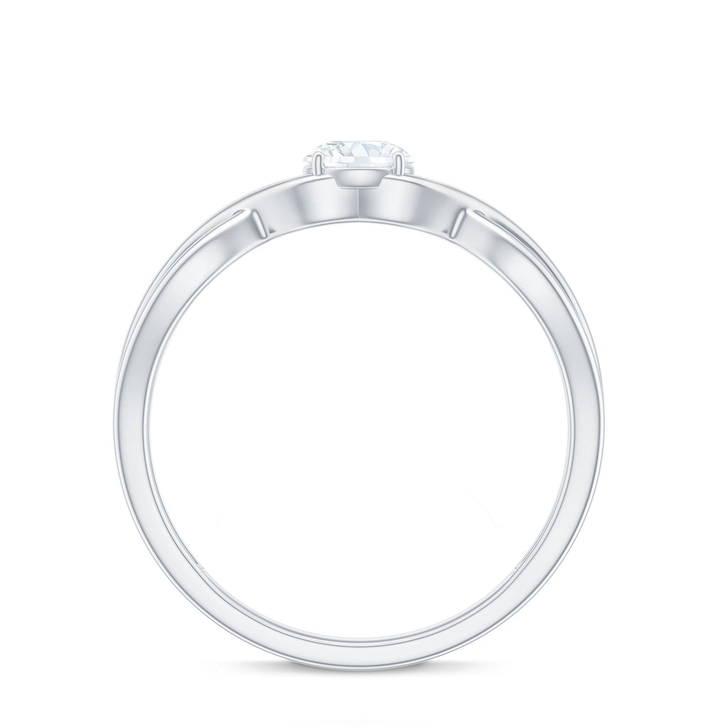 Round Lab Grown Diamond Solitaire Promise Ring in Crossover Shank - Two & Gathered