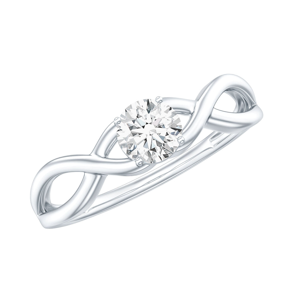 Round Lab Grown Diamond Solitaire Promise Ring in Crossover Shank - Two & Gathered