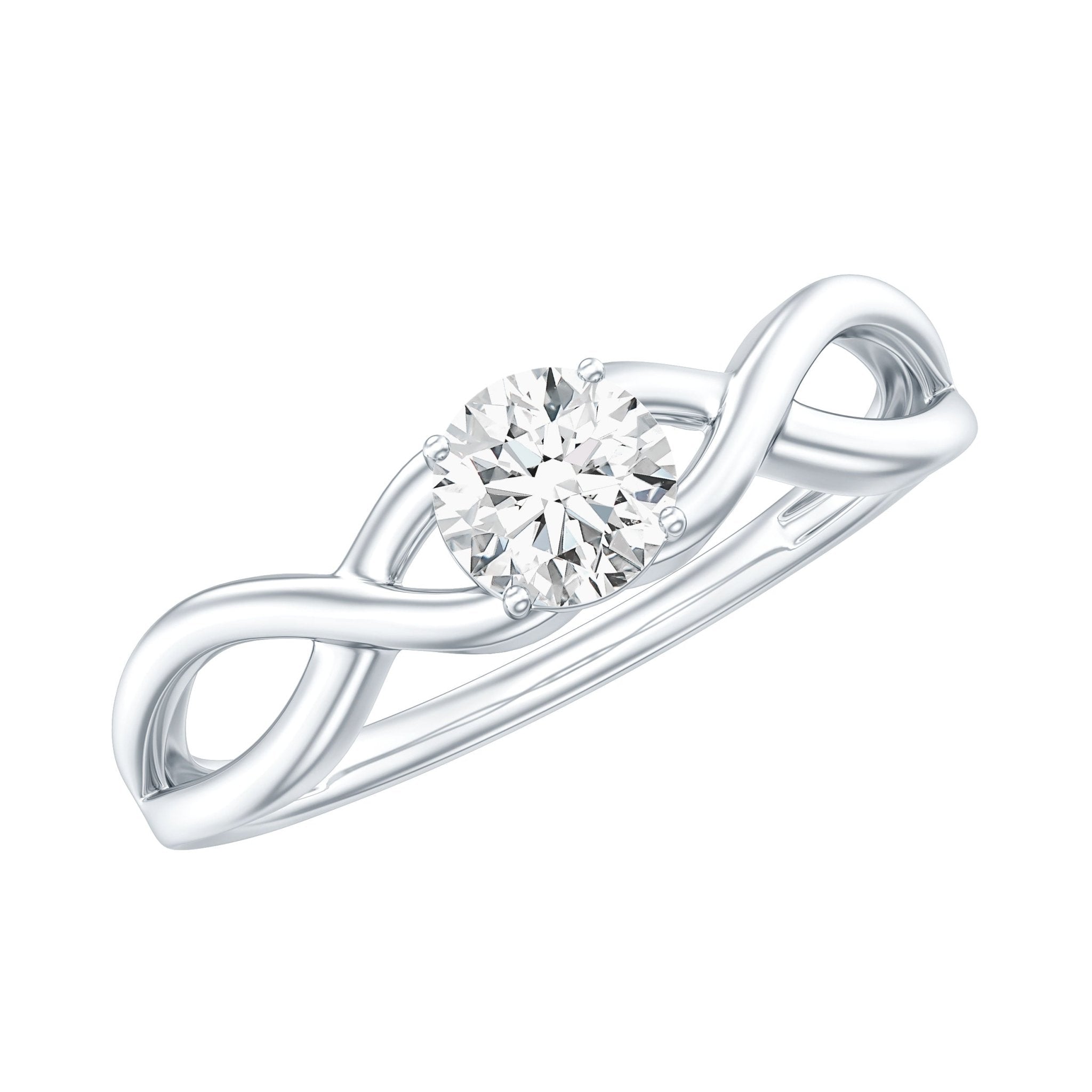 Round Lab Grown Diamond Solitaire Promise Ring in Crossover Shank - Two & Gathered