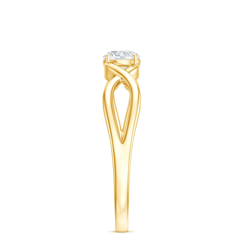 Round Lab Grown Diamond Solitaire Promise Ring in Crossover Shank - Two & Gathered