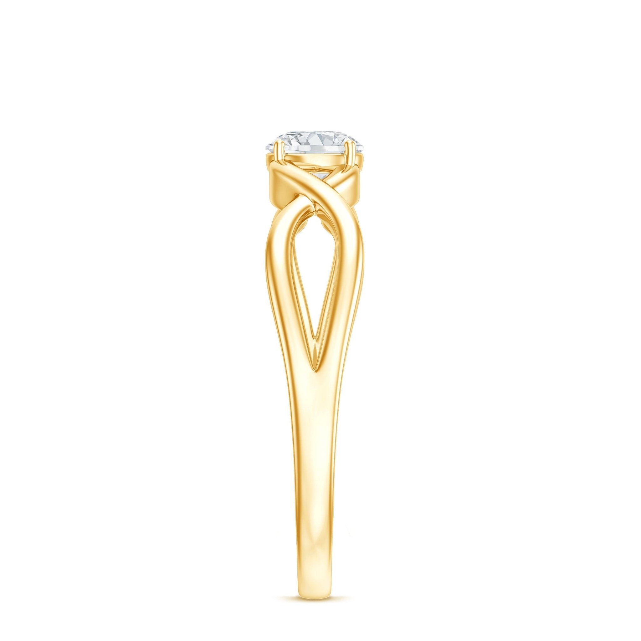 Round Lab Grown Diamond Solitaire Promise Ring in Crossover Shank - Two & Gathered