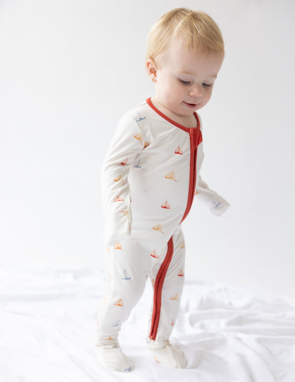 Sailboat Bamboo Convertible Footed Onesie - Two & Gathered