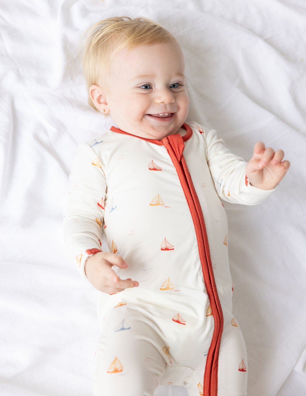 Sailboat Bamboo Convertible Footed Onesie - Two & Gathered