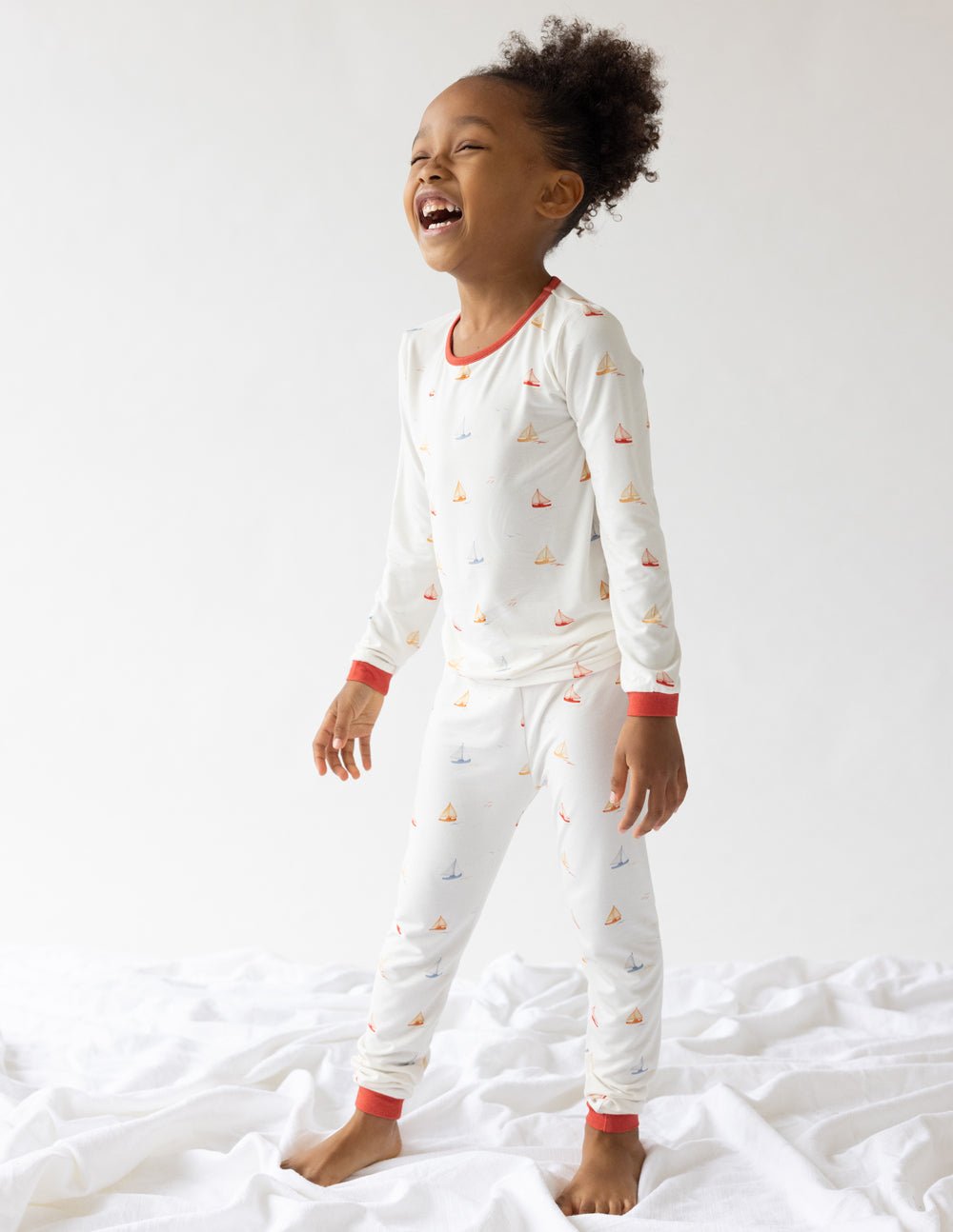 Sailboat Bamboo Kids Pajama Set - Two & Gathered
