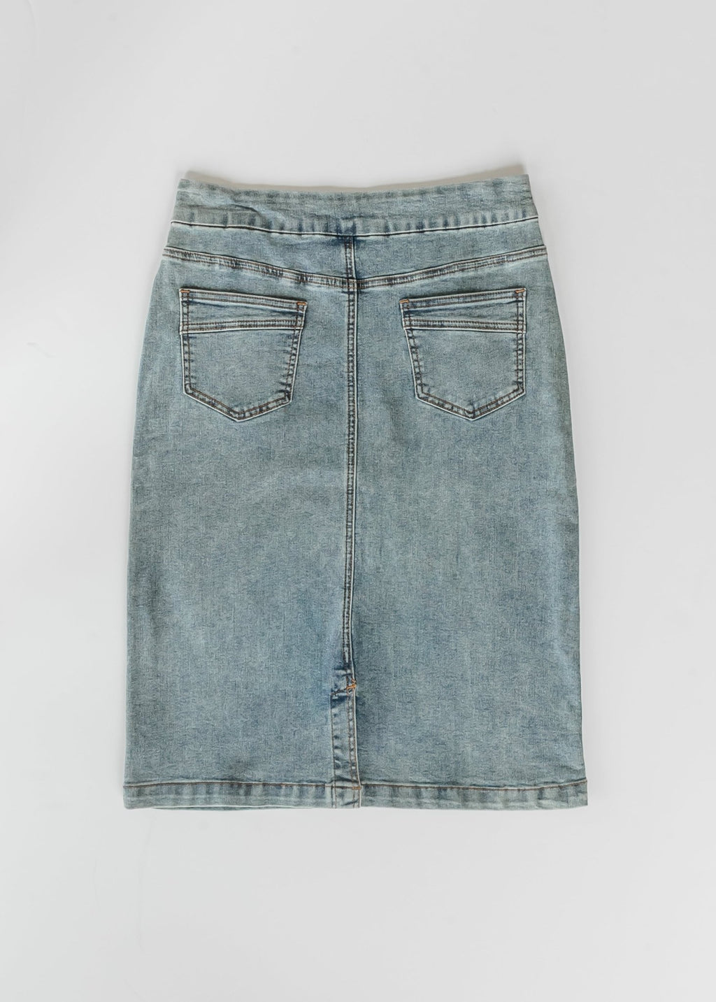 Sandra Classic Wash Midi Denim Skirt - Two & Gathered