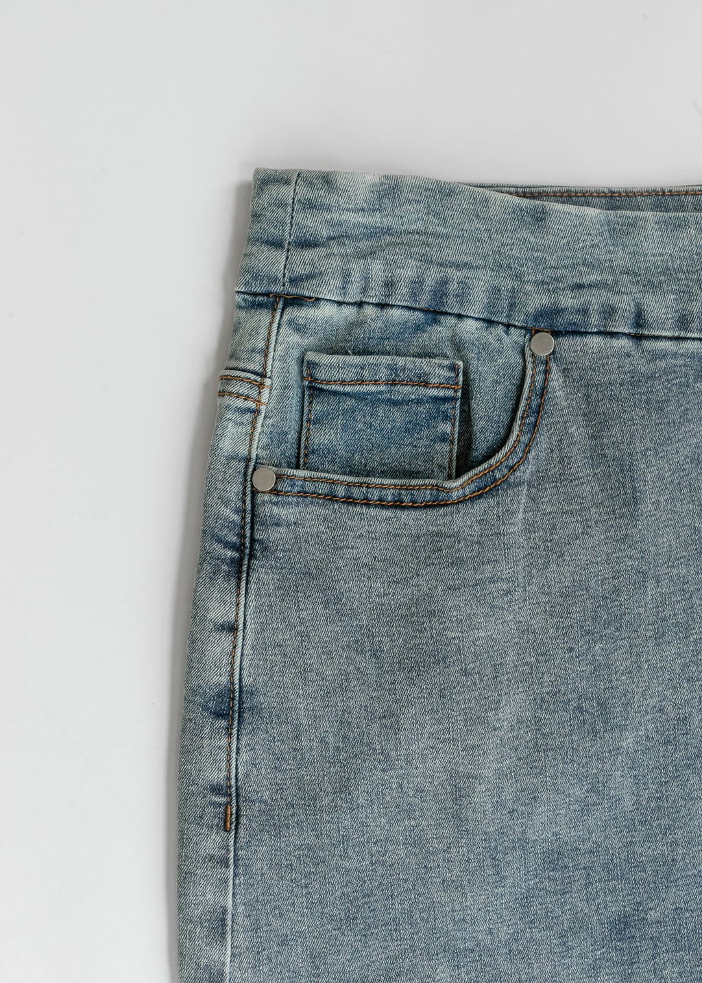 Sandra Classic Wash Midi Denim Skirt - Two & Gathered