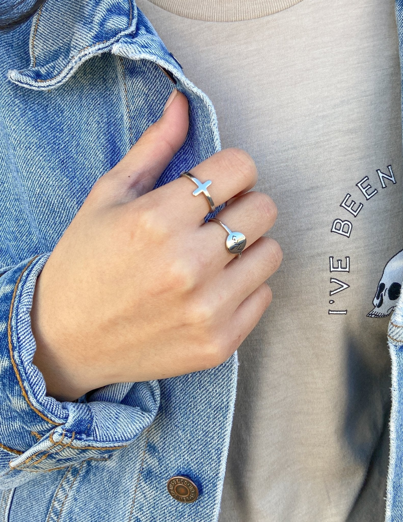 Silver Cross Ring - Two & Gathered