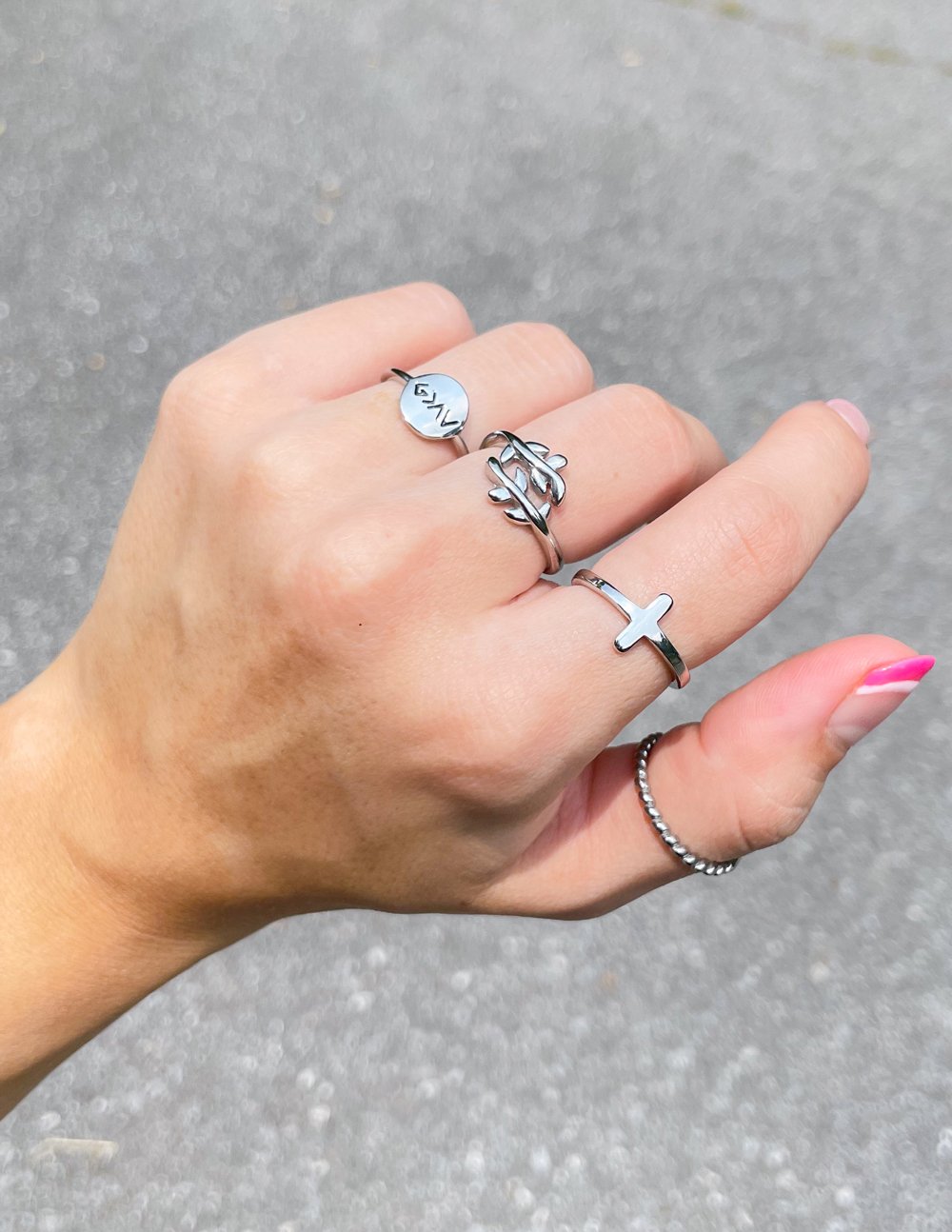 Silver Cross Ring - Two & Gathered