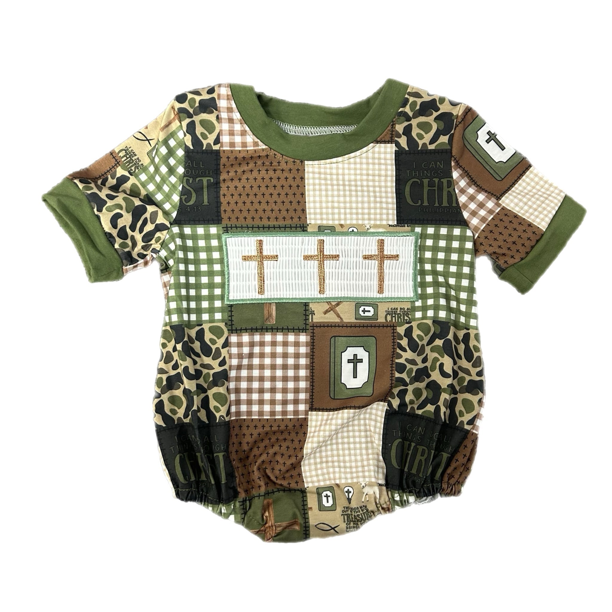 Smocked camo cross romper - Two & Gathered