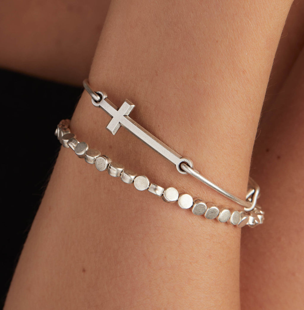 Spiritual Armor Cross Inline Charm Bangle - Two & Gathered