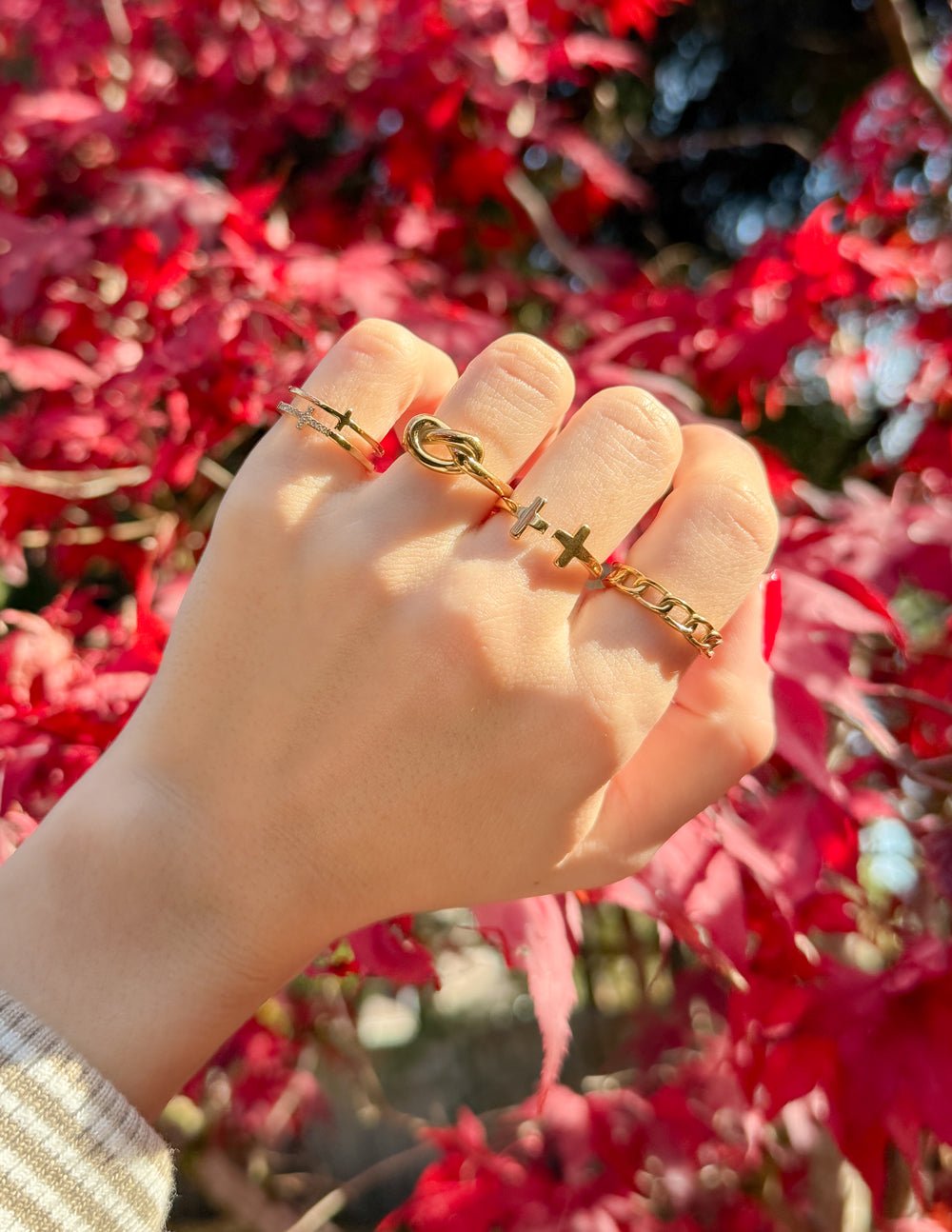Stacked Cross Gem Ring - Two & Gathered